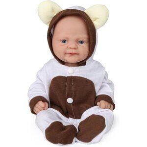 🆕14inch Full Platinum Silicone Baby Doll Reborn Eyes Open Lifelike Baby Girl